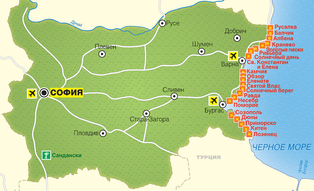 Карта автомобильных дорог Болгарии